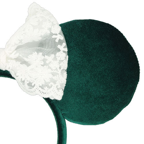 TDR - 2026 Minnie Mouse Lace Bow & Velvet Ear Headband Color: Green (Release Date: Sep 24, 2026)
