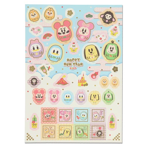 TDR - 2027 Happy New Year Collection x Mickey & Friends in "Daruma" Design Stickers (Release Date: Dec 1, 2026)