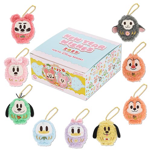 TDR - 2027 Happy New Year Collection x Mickey & Friends in "Daruma" Design Plush Keychain Mystery Box Whole Box (Release Date: Dec 1, 2026)