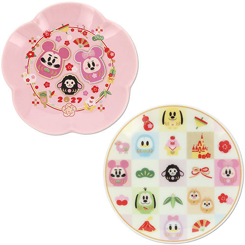 TDR - 2027 Happy New Year Collection x Mickey & Friends in "Daruma" Design Small Plates Set of 2 (Release Date: Dec 1, 2026)