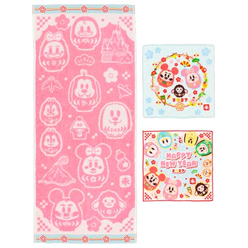 TDR - 2027 Happy New Year Collection x Mickey & Friends in "Daruma" Design Imabari Towels Set of 2 (Release Date: Dec 1, 2026)