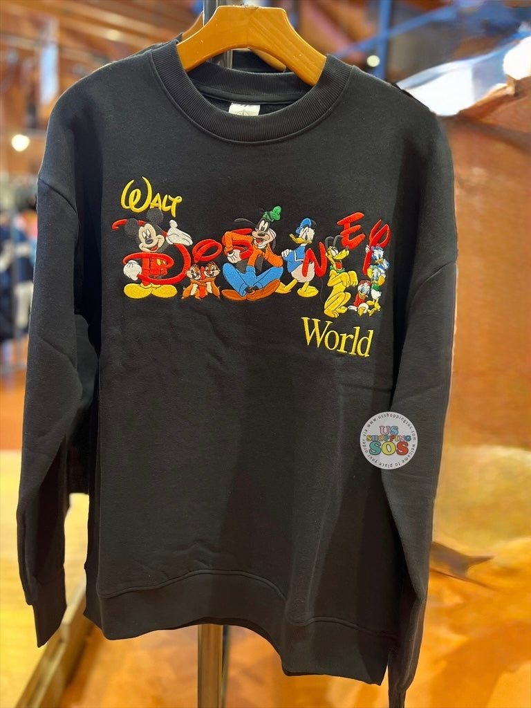 DLR/WDW - Mickey & Friends Park Logo Black Embroidered Pullover
