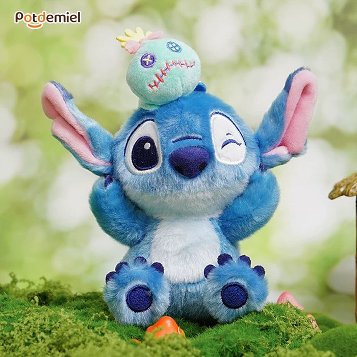 China Exclusive- Stitch with Scrump on the Head Plush Keychain
