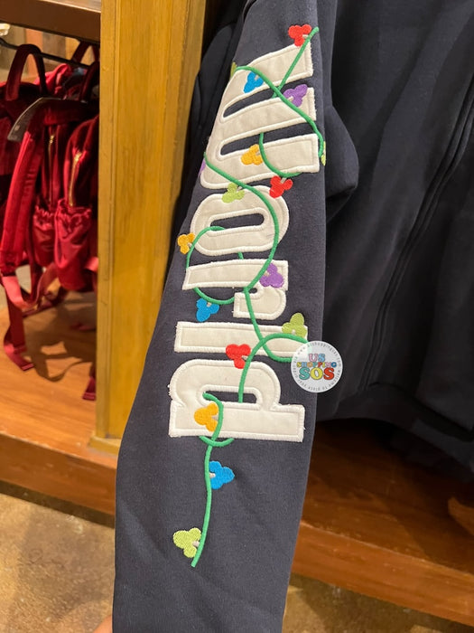 DLR/WDW - Christmas 2026 - Holiday Lights Park Logo Authentic Castle Original Dark Navy Zip Hoodie Jacket (Adult)