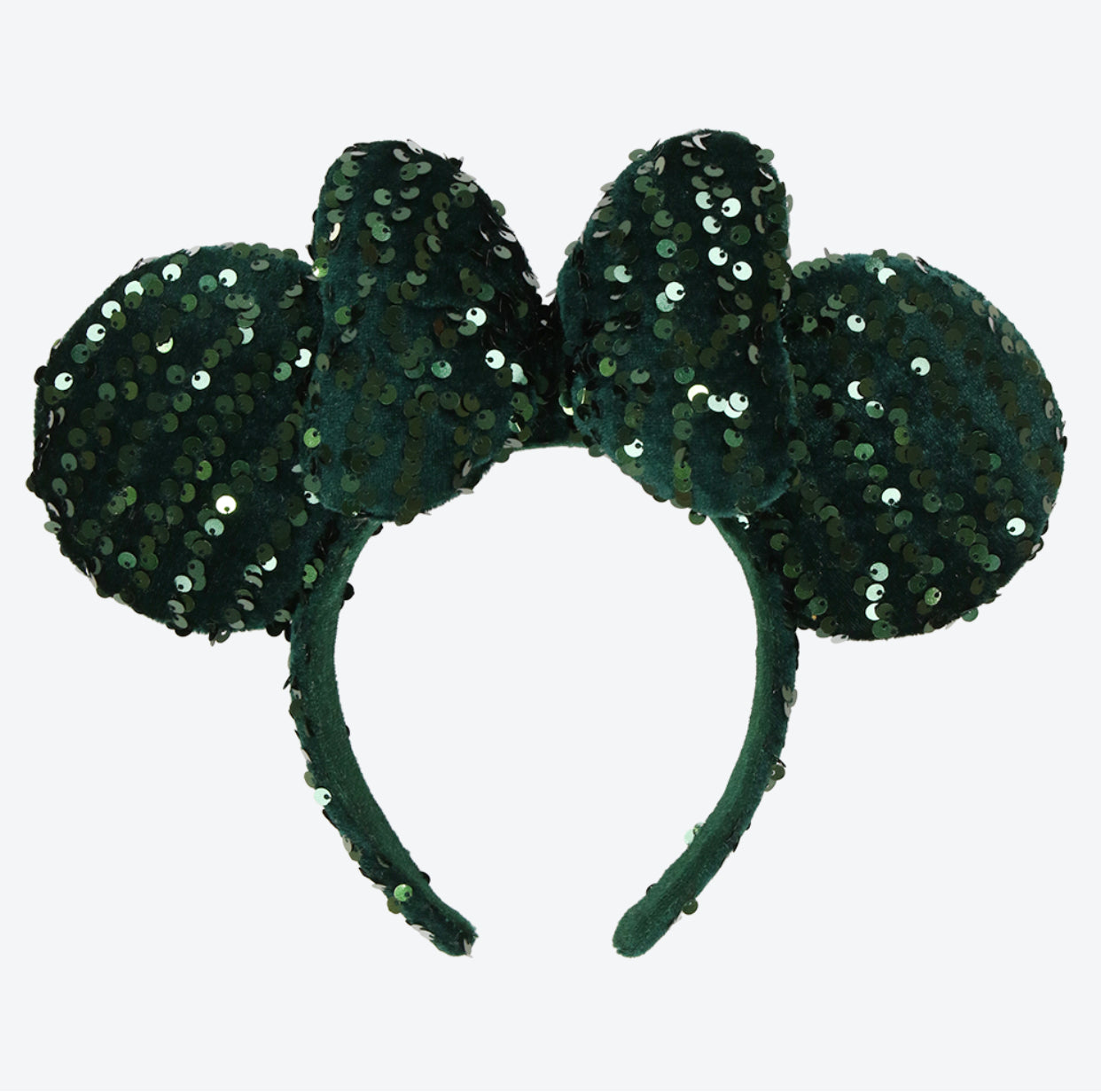 TDR - Minnie Fluff & Sequin Green Color Ear Headband (Release Date: Nov 8, 2024)