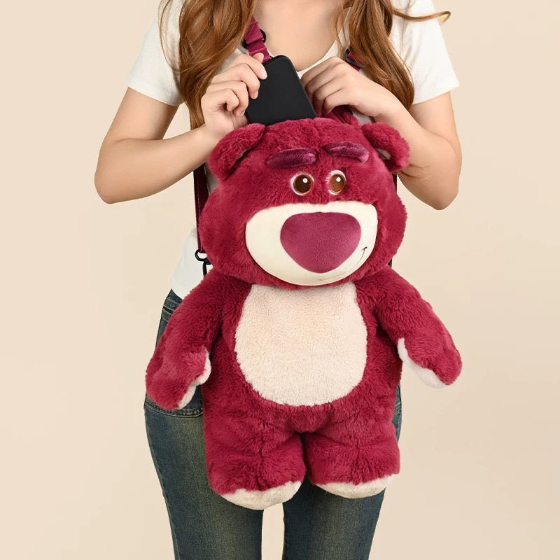 disney pixar:lotso cosplay sherpa mini backpack China Exclusive- Toy Story Lotso Plushy Shaped Backpack — USShoppingSOS