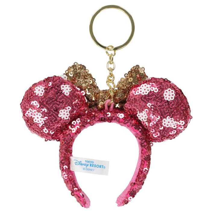 TDR - Minnie Pink Sequin Gold Color Bow Ear Headband Keychain (Release Date: Nov 20, 2025)