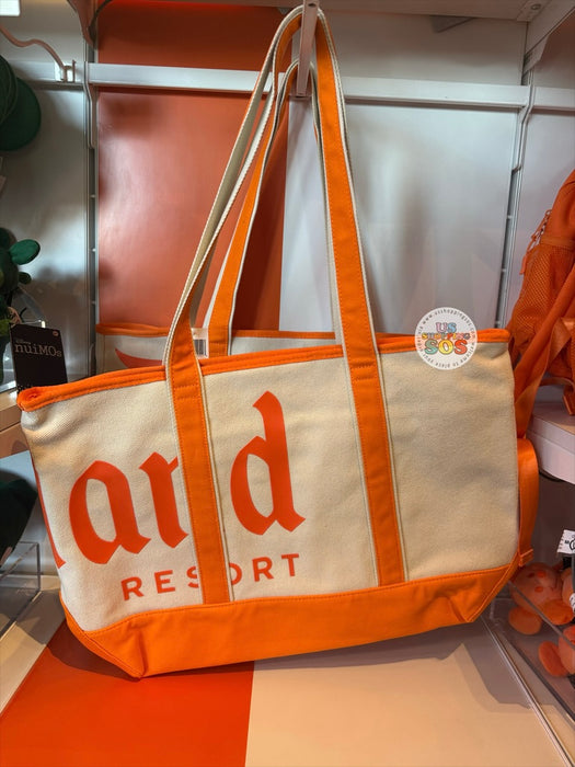 DLR/WDW - Logo Mania 2026 Park Hopper - Bright Orange Park Logo Canvas Tote Bag