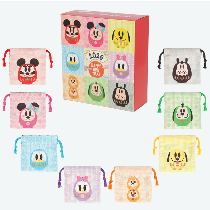 TDR - 2026 Happy New Year Mickey & Friends Collection x Mickey & Friends "Daruma" Drawstring Bags Blind Box (Whole Box) (Release Date: Dec 1, 2025)
