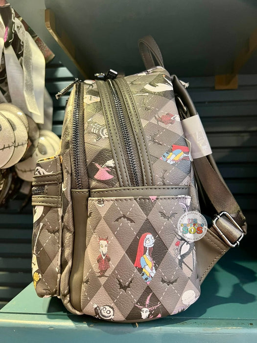 DLR/WDW - Tim Burton’s The Nightmare Before Christmas - Loungefly All-Over-Print-Character Diamond Pattern Backpack