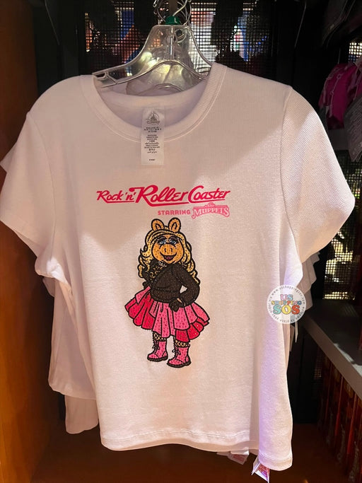 WDW - Rock ‘n’ Roller Coaster Starring The Muppets 2026 - Miss Piggy Rhinestone White T-Shirt (Adult)
