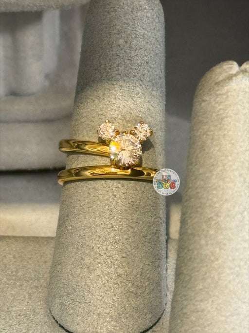 DLR/WDW - Crislu Mickey Icon Crystal Gold Asymmetric Band Ring