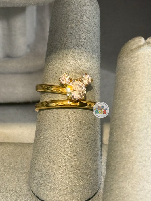 DLR/WDW - Crislu Mickey Icon Crystal Gold Asymmetric Band Ring