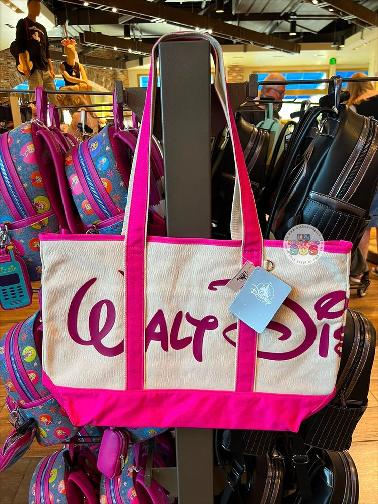 DLR/WDW - Logo Mania 2026 Fantasyland Feels - Bright Pink Park Logo Canvas Tote Bag