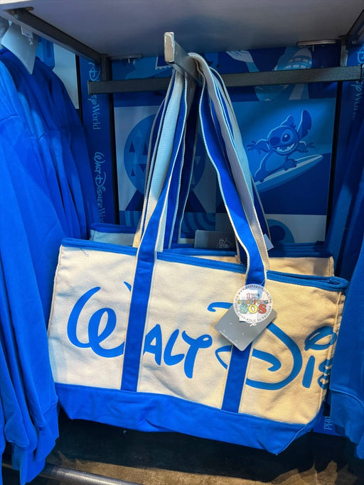 DLR/WDW - Logo Mania 2026 Last Day of Trip Blues - Cobalt Blue Park Logo Canvas Tote Bag