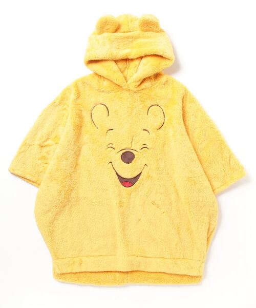 Japan Exclusive - Winnie the Pooh Face Embroidery Boa Fleece Poncho Hoodie For Adults