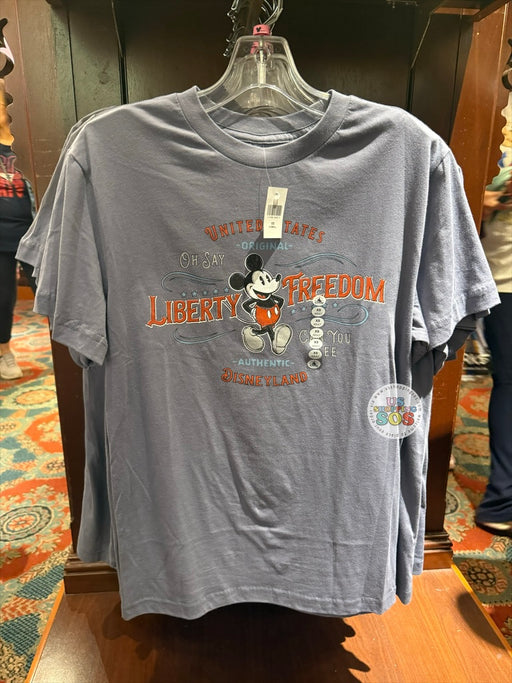 DLR/WDW - Mickey Liberty Freedom Park Logo Independence Blue Graphic Tee (Adult)