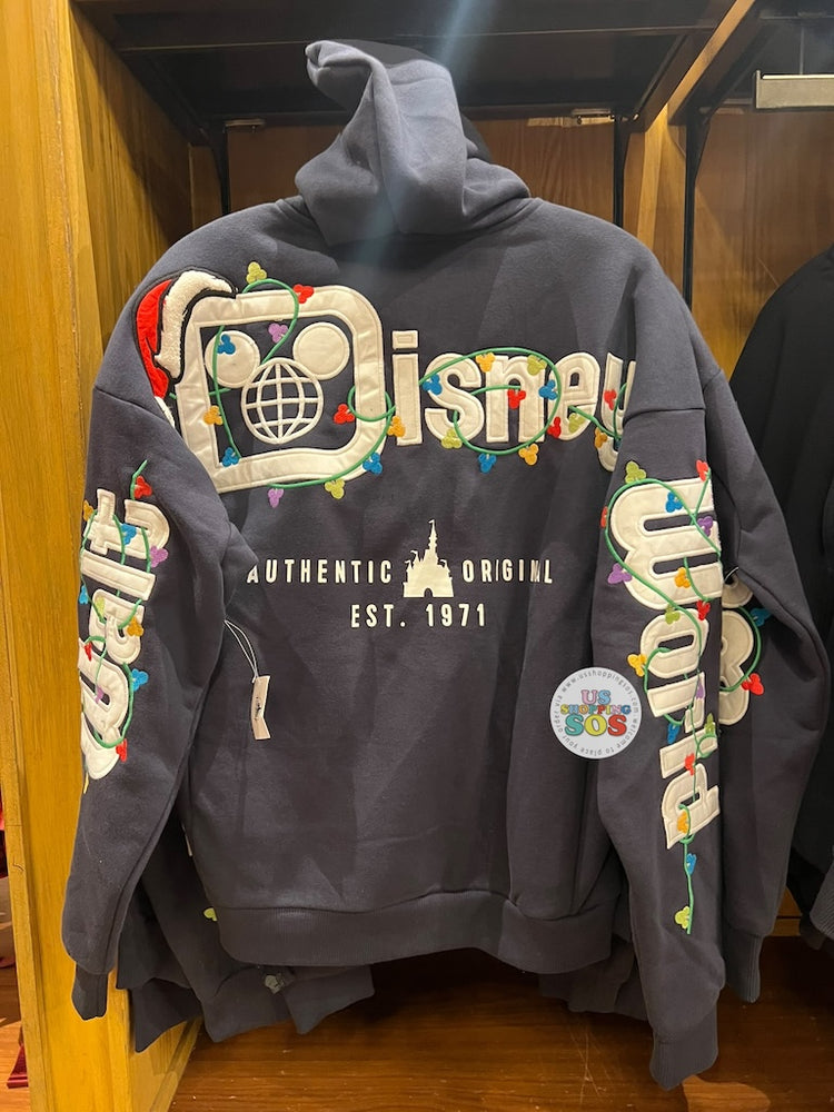 DLR/WDW - Christmas 2026 - Holiday Lights Park Logo Authentic Castle Original Dark Navy Zip Hoodie Jacket (Adult)