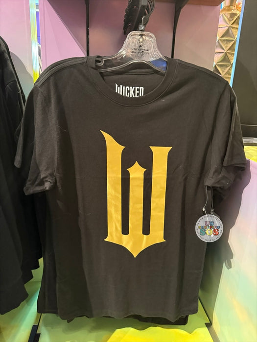 Universal Studios - Wicked: For Good - Golden “W” Logo Black T-shirt (Adult)