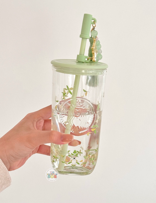 Starbucks China - Spring Pattern 2026 - Double Wall Glass Straw Cup with Topper 530ml with Triangle Bottle (Release Date: Mar 24, 2026)