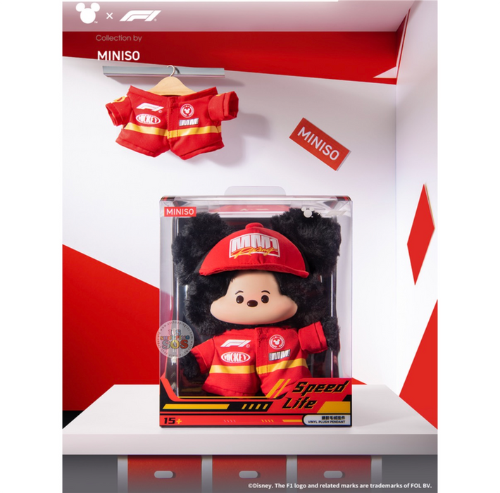 MINISO China - Disney x Formula 1 Mickey Mouse ‘Speed Life’ Vinyl Plush Keychain (Release Date: Mar 23, 2026)