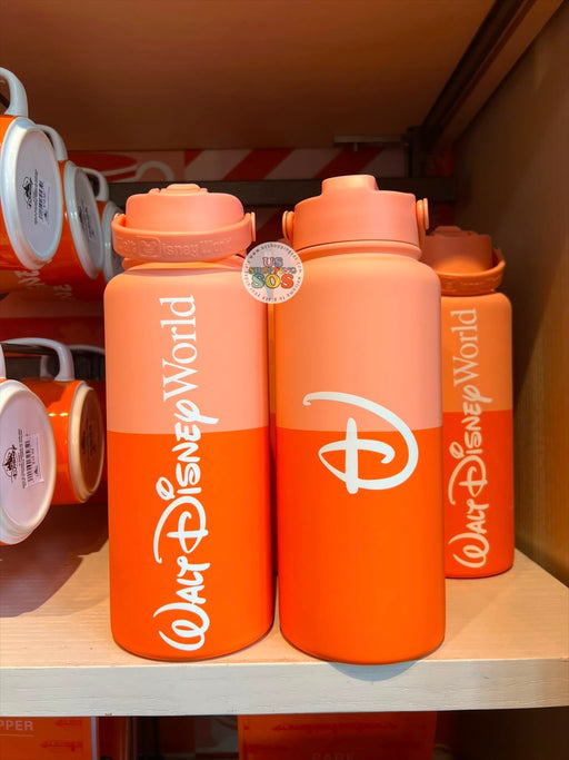 DLR/WDW - Logo Mania 2026 Park Hopper - Bright Orange Park Logo Stainless Steel Water Bottle 1L