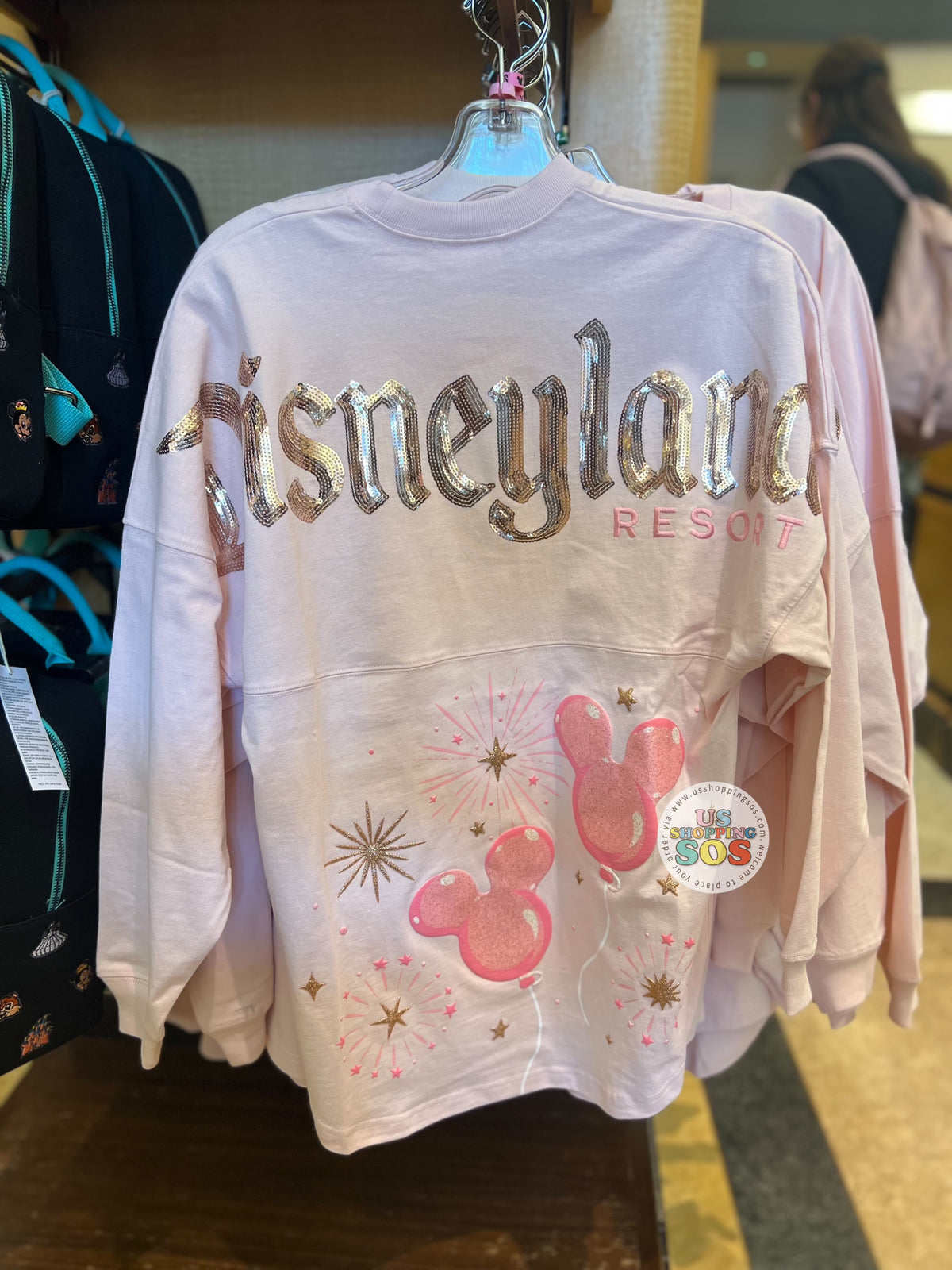 Disneyland スピジャ ビジュー トレーナー ピンク S Disneyland Pink