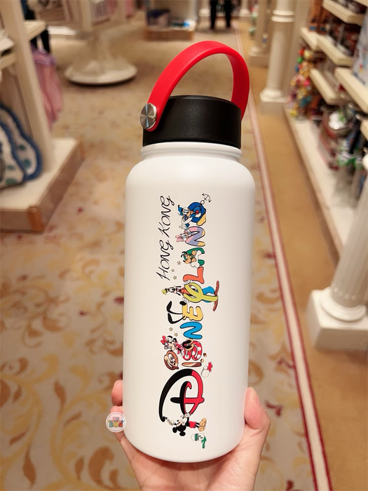 HKDL - Mickey & Friends "Hong Kong Disneyland" Stainless Steel Bottle (Color: White)