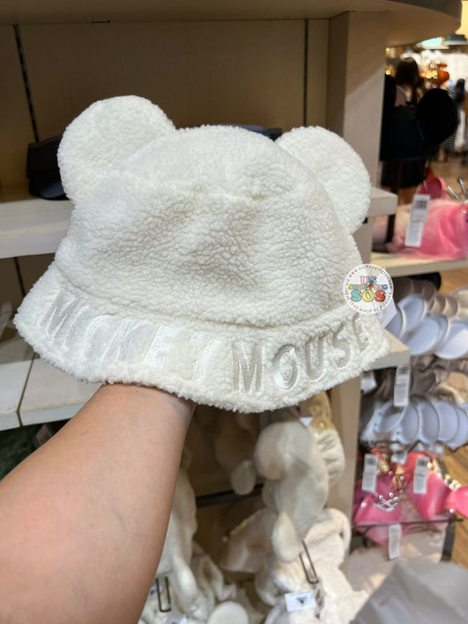 DLR/WDW - Mickey Mouse Fluffy Sherpa White Ear Bucket Hat (Adult 58cm)