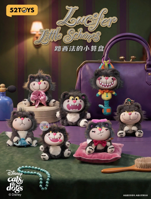 China Exclusive 52 Toys - 2026 Disney Lucifer Little Schemes Vinyl Plush Keychain & Pouch Blind Box (Release Date: Aug 27, 2026)