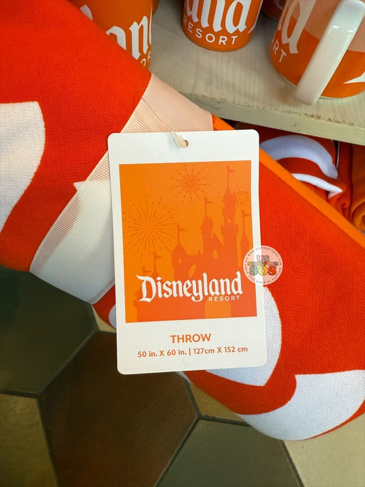 DLR/WDW - Logo Mania 2026 Park Hopper - Bright Orange Park Logo Blanket Throw 50” x 60”
