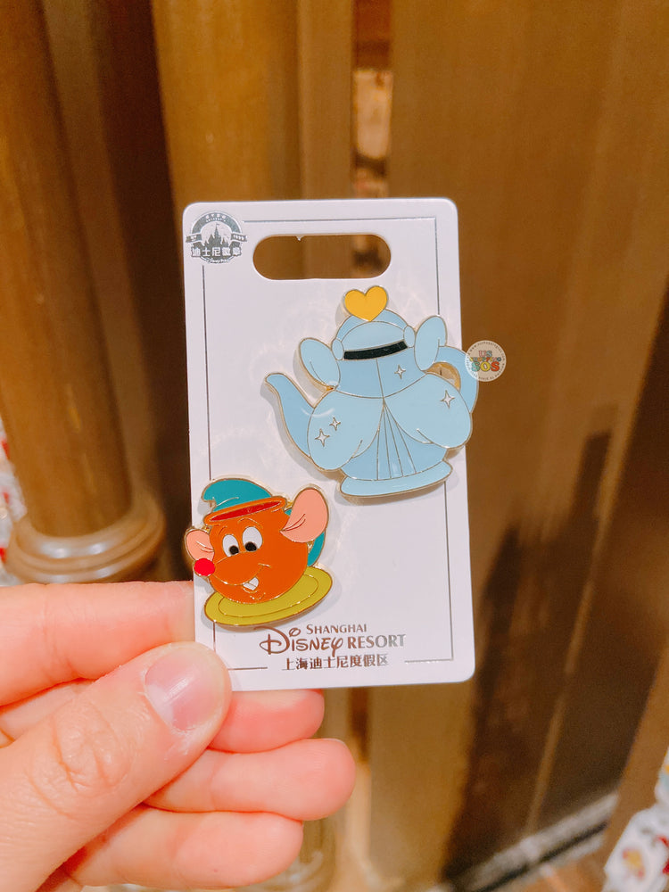 SHDL - Teapot and Saucer Shaped Pin Badge Set x Cinderella & Gus