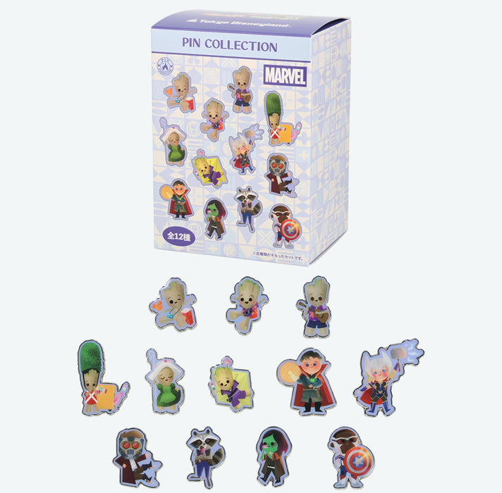 TDR - "It's a Small World with Groot x Marvel" Collection x Mystery Pin Badge Whole Set of 12 (Release Date: Dec 26, 2025)