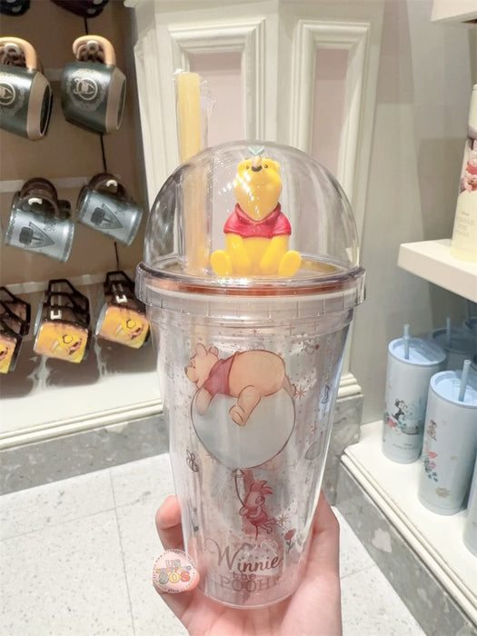 HKDL - Winnie the Pooh & Piglet with 3D Figure Double Wall Cold Cup