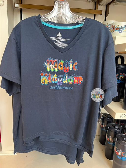 WDW - Magic Kingdom 2026 - V-Neck Dark Navy T-shirt (Adult)