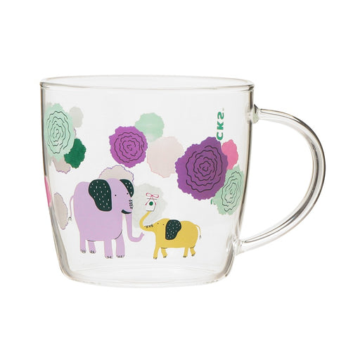 Starbucks Japan - Mother’s Day 2024 - Color Changing Heat Resistant Glass Mug Elephant Carnation 355ml (Release Date: April 17)