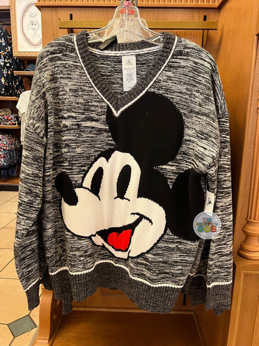 DLR/WDW - Mickey Black-and-White Marled Knit V-Neck Sweater (Adult)
