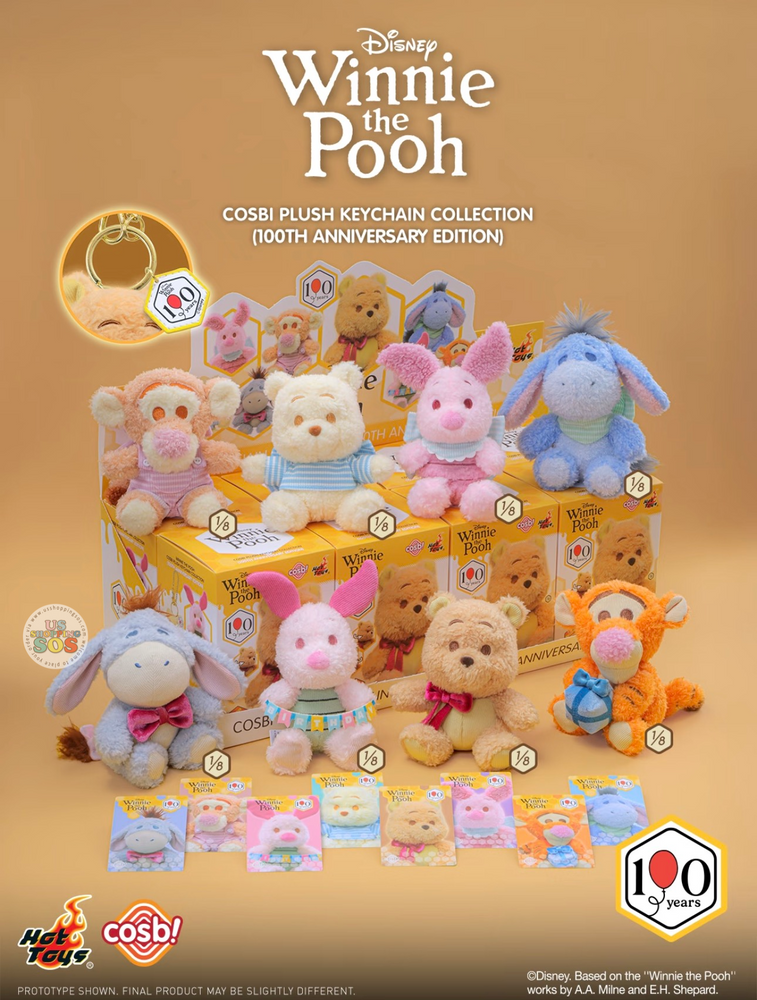 Hot Toys Cosbi - 2026 Winnie the Pooh & Friends 100th Anniversary Edition Blind Box Plush Keychain (Release Date: Jul 9, 2026)