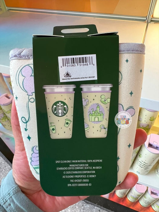 DLR/WDW - Starbucks 2026 - Castle Cream/Lavender Fabric Cup Sleeve (Compatible with Starbucks 24oz Cold Cups)