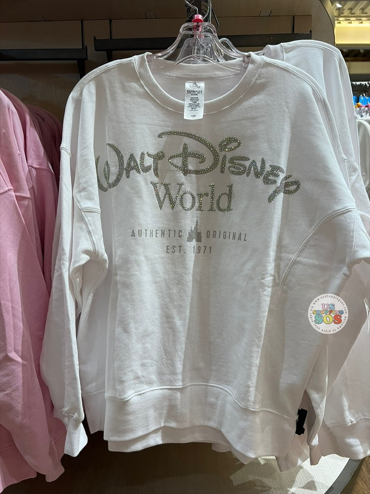 DLR/WDW - Rhinestone Park Logo Authentic Castle Original White Pullover (Adult)