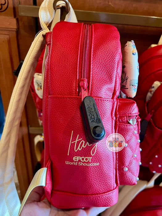 WDW - Epcot World Showcase Italy - Minnie Me Time 2025 - Red Synthetic Leather Pearl Backpack