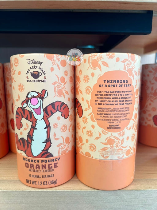 DLR/WDW - Disney 100 Acre Wood Tea Company - Tigger Bouncy Pouncy Brave Little Brew Orange 12 Herbal Tea Bags