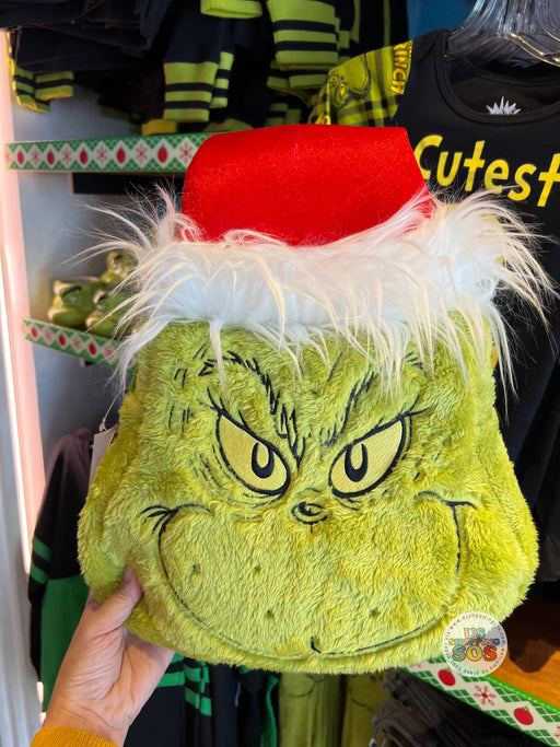 Universal Studios - Dr. Seuss The Grinch - Santa Grinch Face Icon Santa Plush Backpack