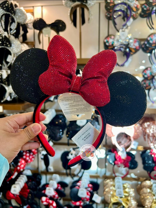 DLR/WDW - Minnie Sparkling Red Bow & Black Ear Headband