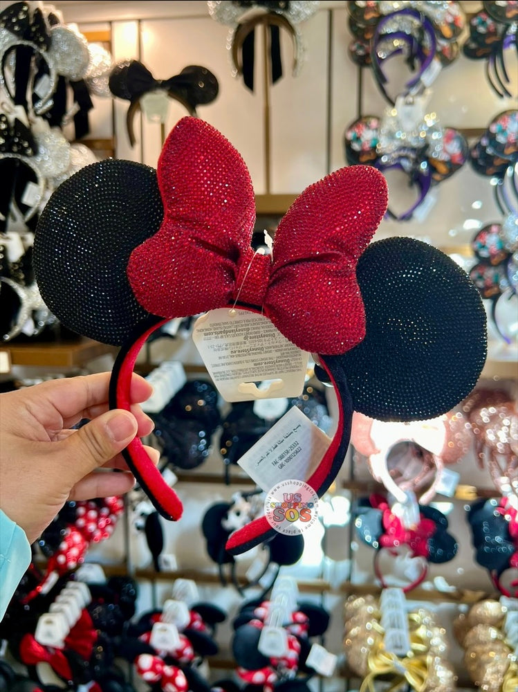 DLR/WDW - Minnie Sparkling Red Bow & Black Ear Headband