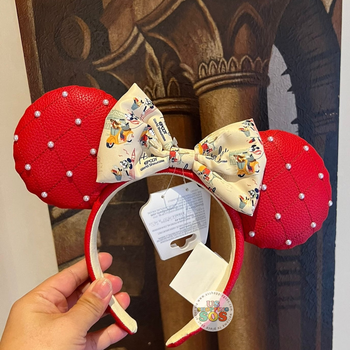Disney Parks Minnie Mouse Pizza Ear Headband EPCOT World Showcase Italy Ears Italy Themed Disney Ears Headband, Mouse Ears for EPCOT  main image 2