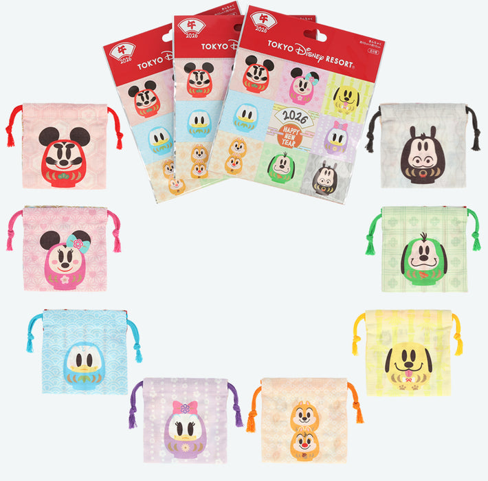TDR - 2026 Happy New Year Mickey & Friends Collection x Mickey & Friends "Daruma" Drawstring Bags Blind Box (Single Bag) (Release Date: Dec 1, 2025)
