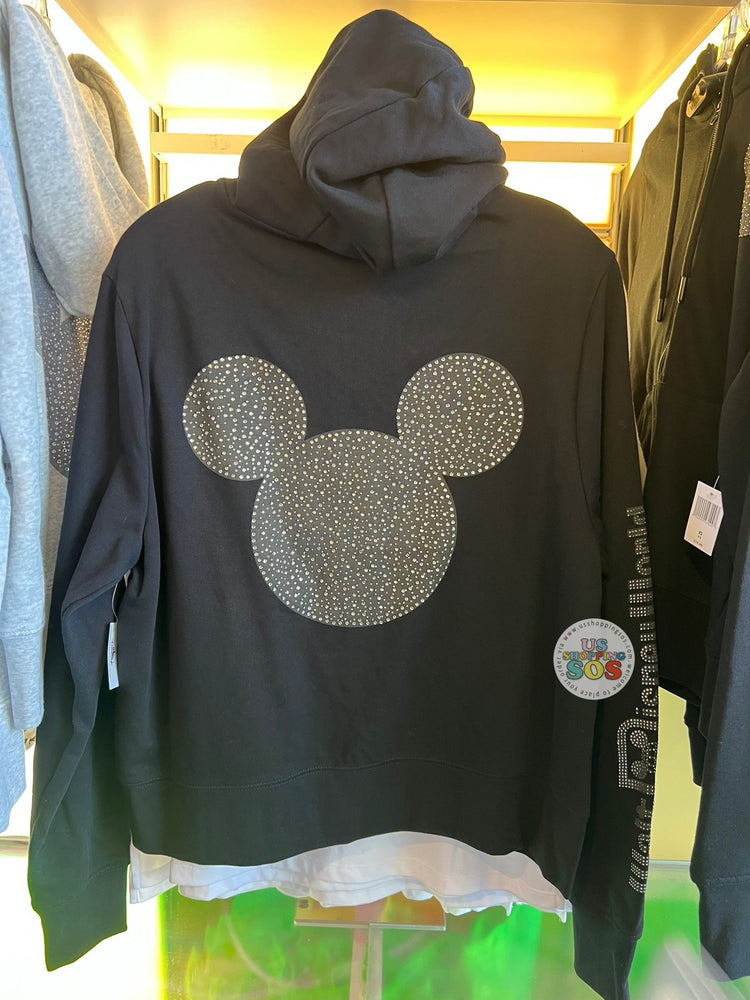 DLR/WDW - Crystal Mickey Icon Park Logo Black Hoodie Zip Jacket (Adult)