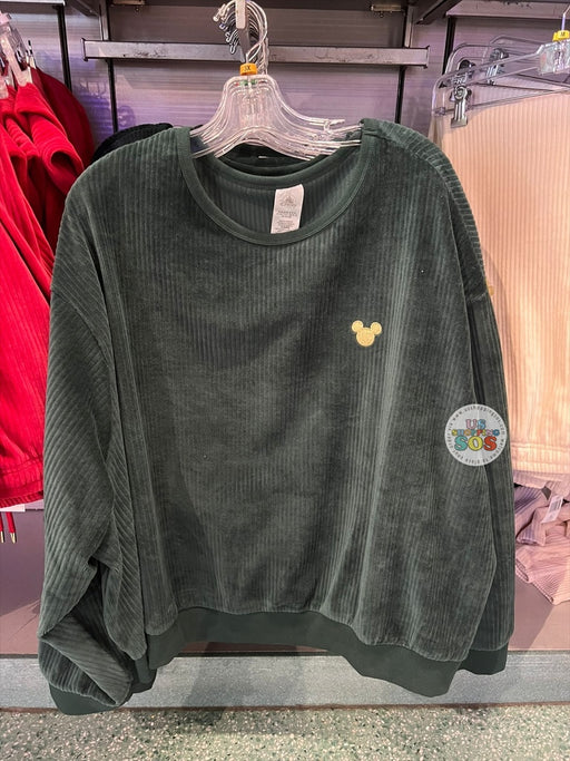 DLR/WDW - Christmas 2025 - Embroidered Mickey Icon Evergreen Corduroy Pullover (Adult)
