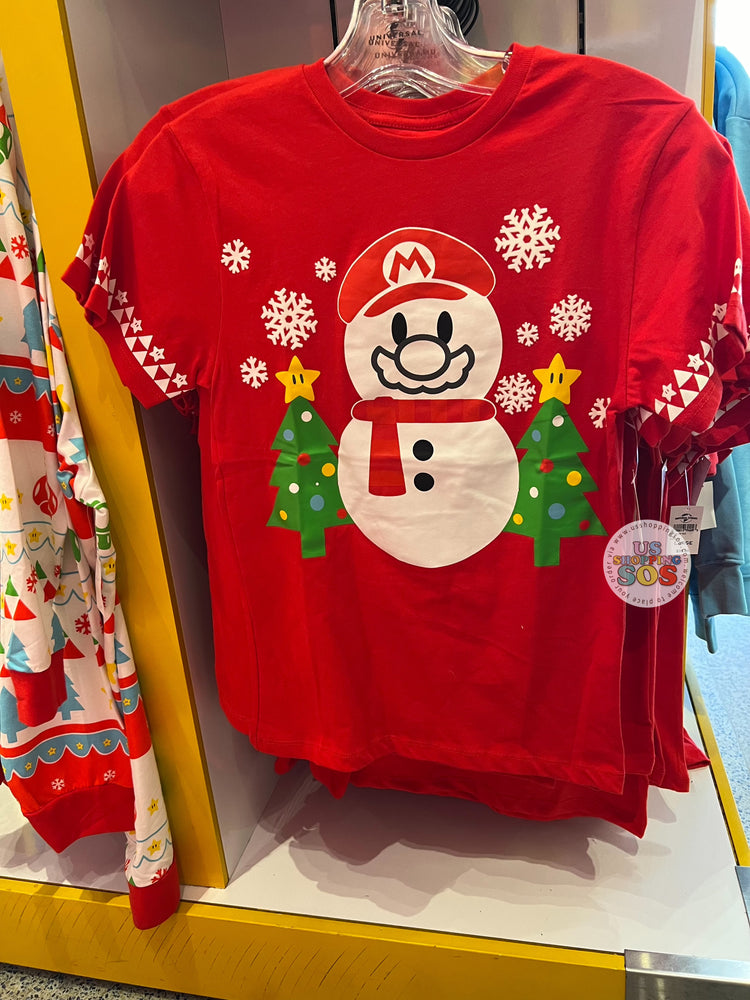 Universal Studios - Super Nintendo World Christmas 2024 - Mario Snowman Red Crew Neck T-shirt (Adult)